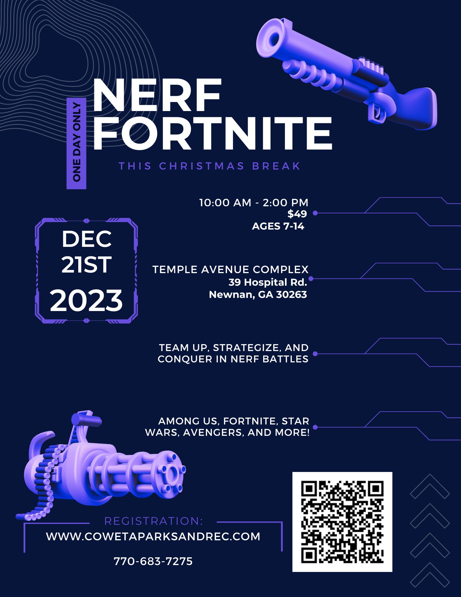 Christmas Break Nerf Fortnite Flyer 2023